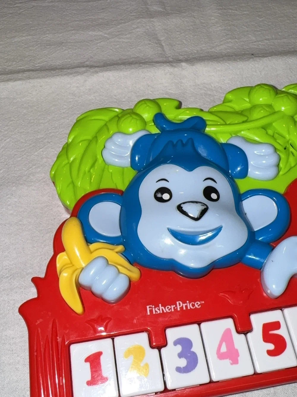 Fisher-Price Blue Monkey Number Piano Toy - Red, Blue & Green Vintage